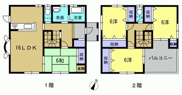 Floor plan. 19.9 million yen, 4LDK, Land area 182.84 sq m , Building area 107.64 sq m 4LDK