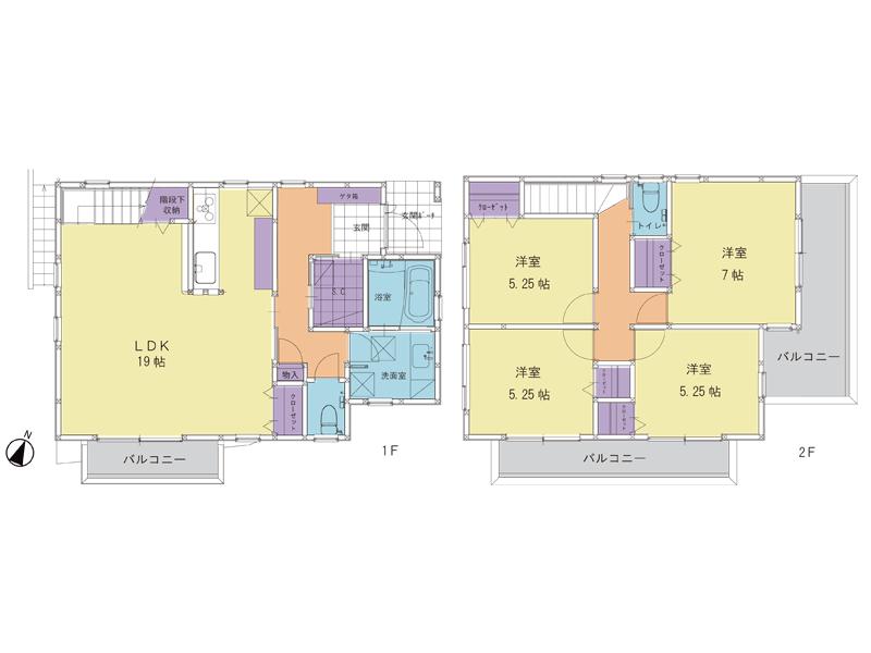 Floor plan. 35 million yen, 4LDK, Land area 136.79 sq m , Building area 105.99 sq m