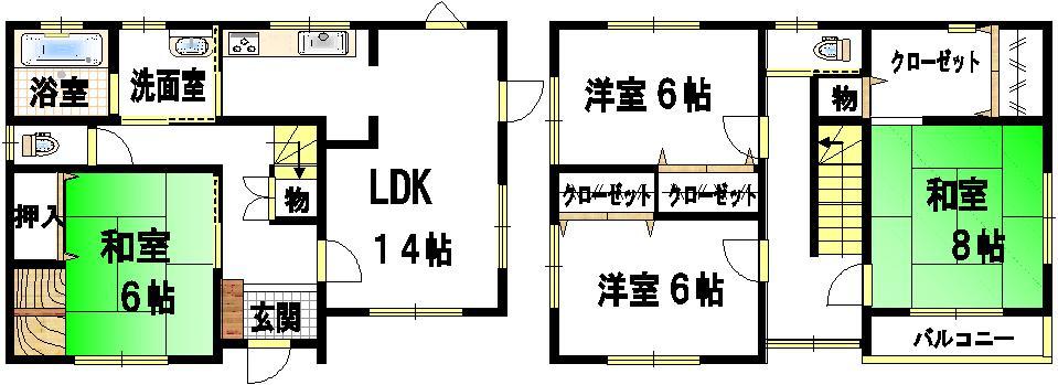 Floor plan. 14.7 million yen, 4LDK + S (storeroom), Land area 195.14 sq m , Current state priority per building area 124.8 sq m schematic