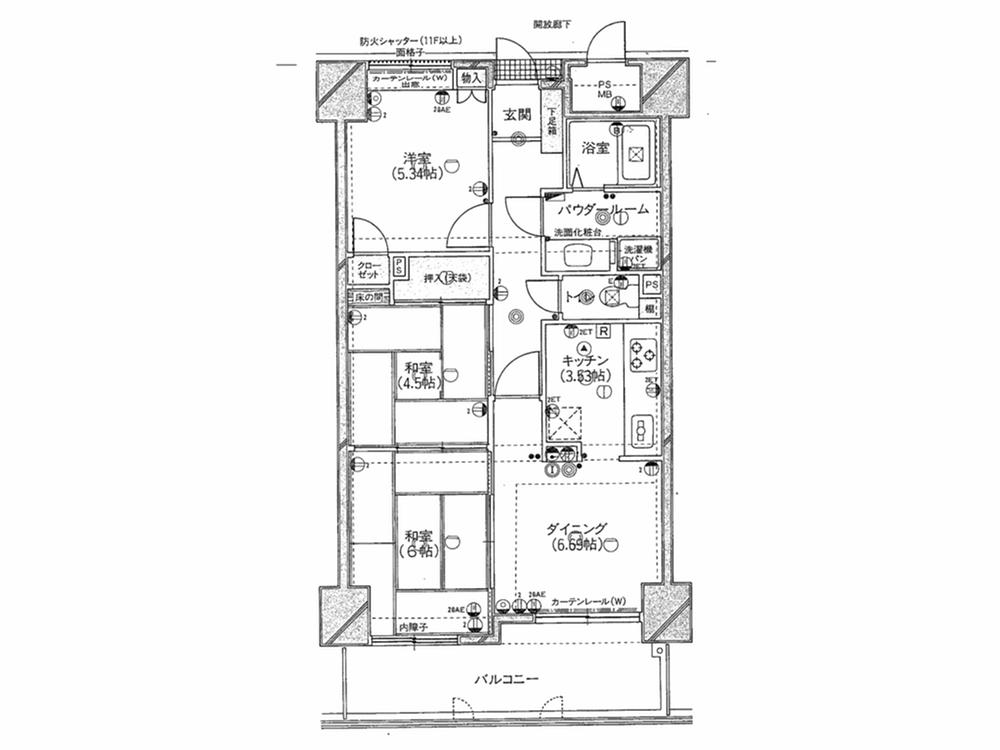 Floor plan. 3LDK, Price 11.5 million yen, Occupied area 62.14 sq m , Balcony area 18.79 sq m