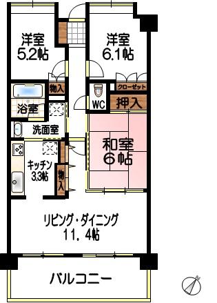 Floor plan. 3LDK, Price 16.8 million yen, Occupied area 71.23 sq m , Balcony area 11.16 sq m