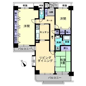 Floor plan. 3LDK, Price 13,900,000 yen, It is the exclusive area of ​​90.59 sq m 90 sq m more than spacious 3LDK