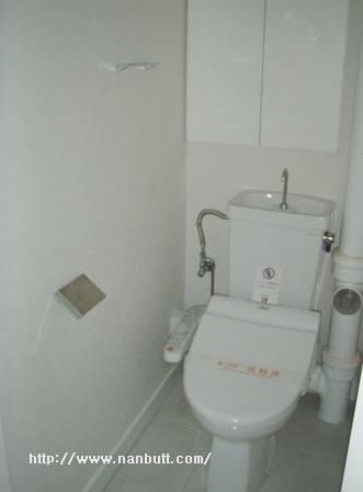 Toilet. Bidet with toilet / Storage shelves there