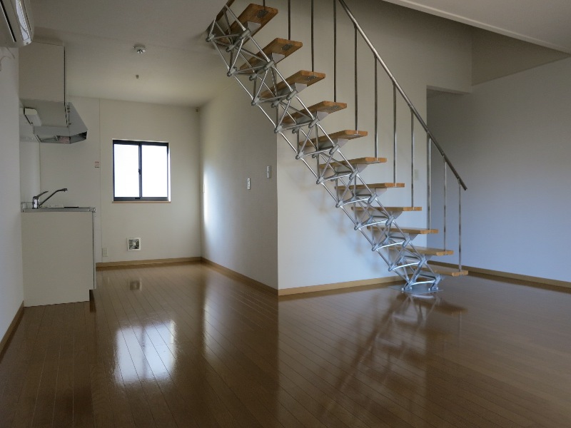 Living and room. Stylish stairs
