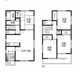 Floor plan. 18,800,000 yen, 4LDK, Land area 121.4 sq m , Building area 93.96 sq m