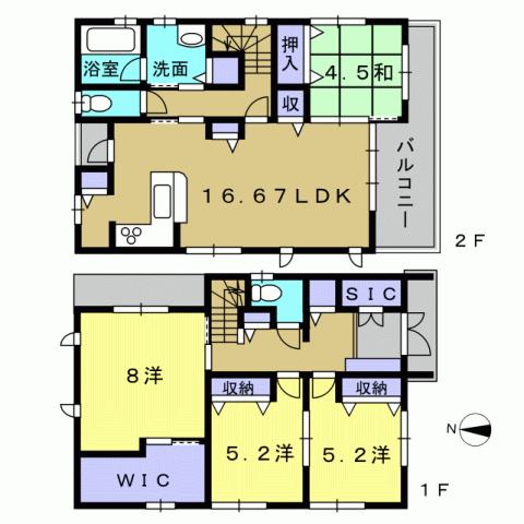 Floor plan. 29,800,000 yen, 4LDK, Land area 121.24 sq m , Building area 108.89 sq m 4LDK