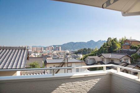 Balcony. Overlooking the World Heritage Miyajima from balcony