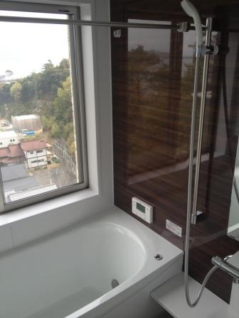 Bathroom. Bus Miyajima is visible