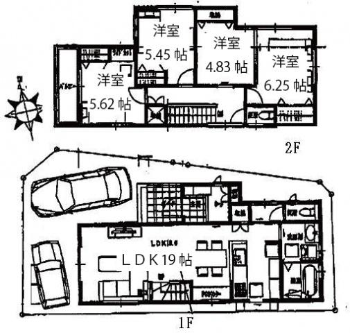 Floor plan. 24,800,000 yen, 4LDK, Land area 94.61 sq m , Building area 96.39 sq m