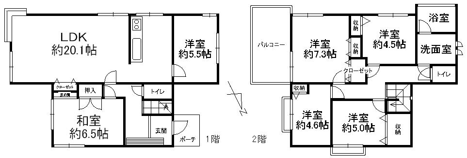Floor plan. 17,900,000 yen, 6LDK, Land area 204.62 sq m , Building area 127.54 sq m