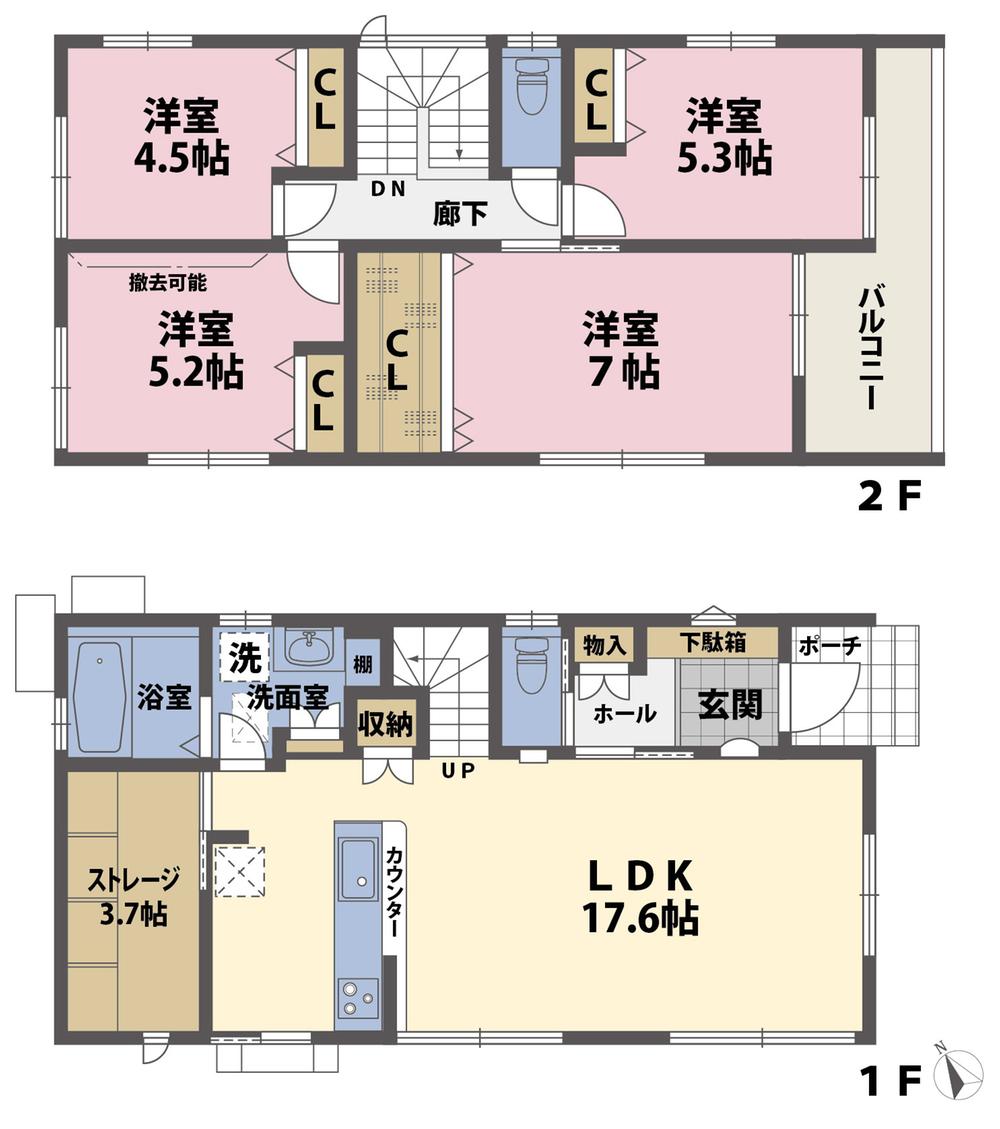 Floor plan. (No.2), Price 23,980,000 yen, 4LDK, Land area 105.97 sq m , Building area 99.24 sq m