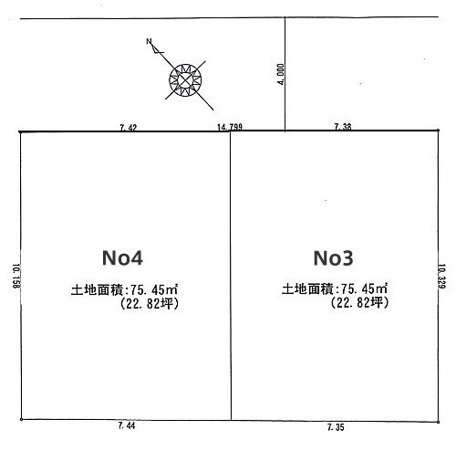 Compartment figure. Land price 10,950,000 yen, Land area 75.45 sq m