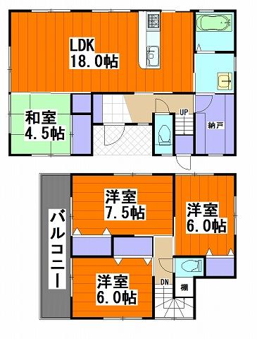 Floor plan. 27,800,000 yen, 4LDK + S (storeroom), Land area 174.79 sq m , Building area 111.78 sq m