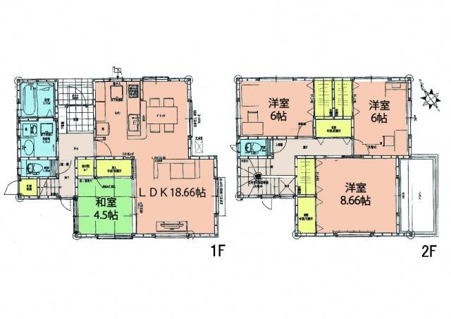 Floor plan. 28,100,000 yen, 4LDK, Land area 150.1 sq m , Building area 109.28 sq m