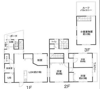 Floor plan. 29,800,000 yen, 4LDK, Land area 135.79 sq m , Building area 106.92 sq m