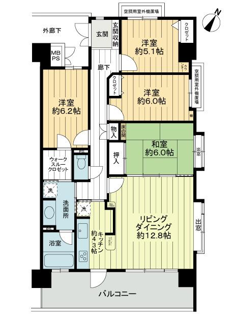 Floor plan. 4LDK, Price 23.5 million yen, Occupied area 95.02 sq m , Balcony area 15.8 sq m floor plan