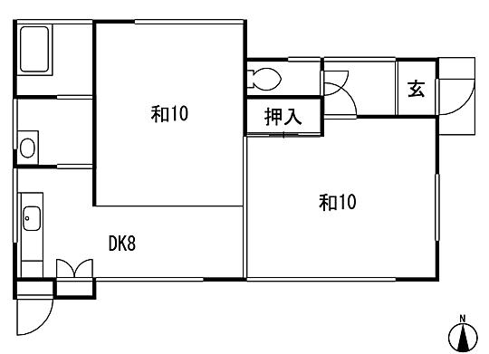 Floor plan. 26.2 million yen, 2DK, Land area 656 sq m , Building area 60.45 sq m