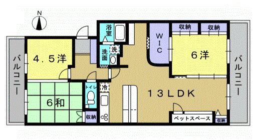Floor plan. 3LDK, Price 9.8 million yen, Occupied area 80.55 sq m , Balcony area 8.59 sq m 3LDK
