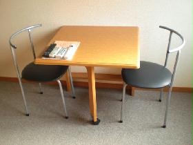 Living and room. Equipped table, Chair