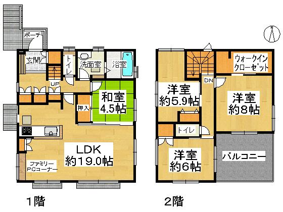 Floor plan. (NO.20B-2), Price TBD , 4LDK, Land area 132.34 sq m , Building area 105.84 sq m