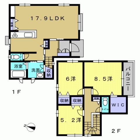 Floor plan. 25,400,000 yen, 3LDK, Land area 99.76 sq m , Building area 96.88 sq m 3LDK