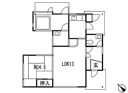 Floor plan. 6.9 million yen, 1LDK, Land area 264 sq m , Building area 57.9 sq m 1LDK