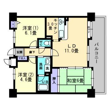 Floor plan. 3LDK, Price 14.6 million yen, Occupied area 65.77 sq m , Balcony area 12.67 sq m easy-to-use 3LDK.
