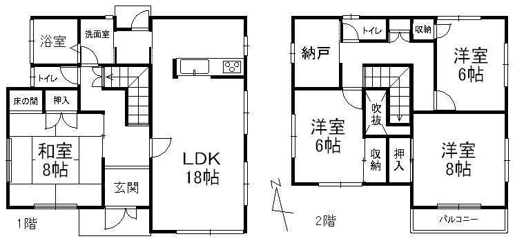 Floor plan. 22,800,000 yen, 4LDK + S (storeroom), Land area 177.69 sq m , Building area 116.96 sq m