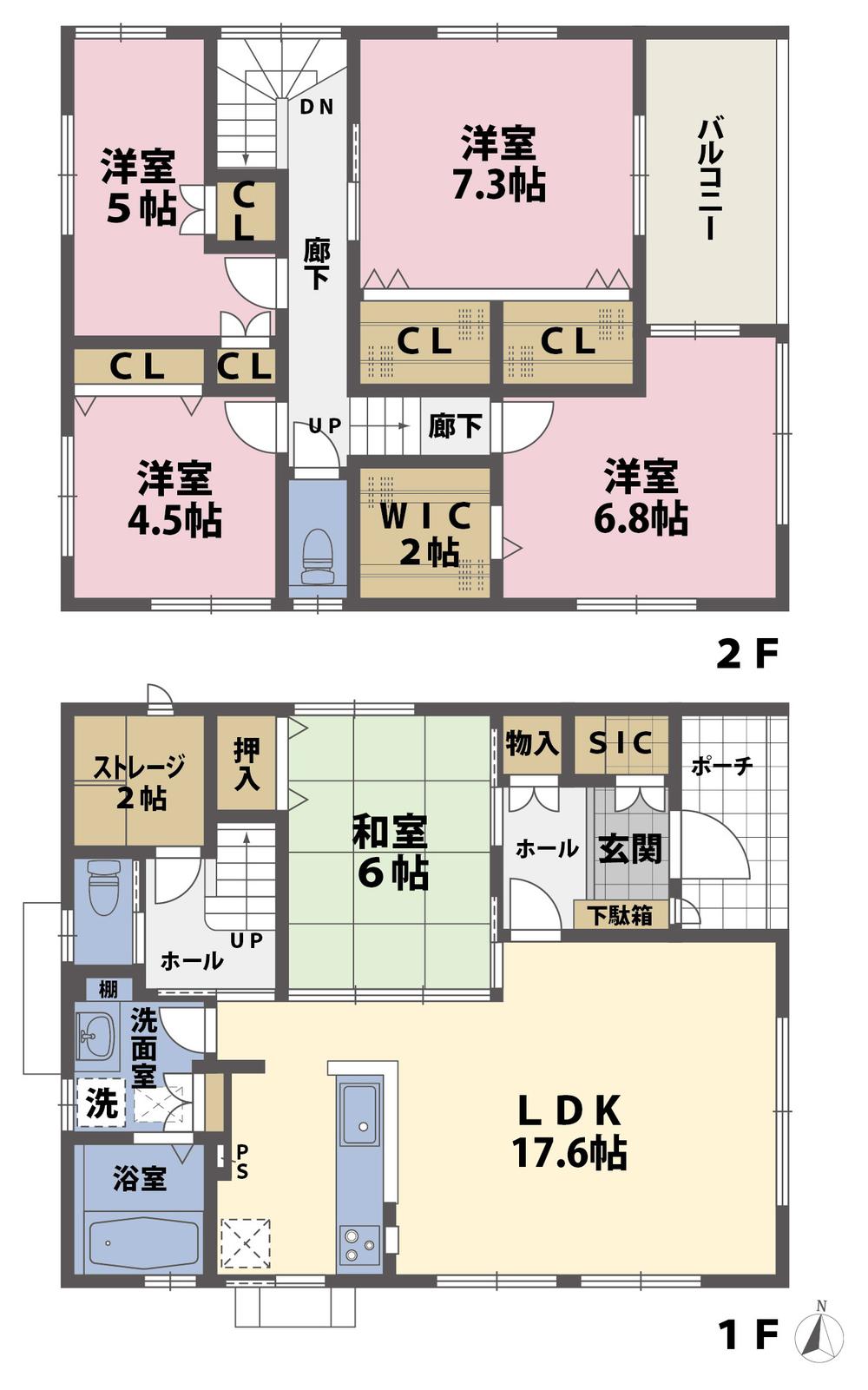 Floor plan. (No.2), Price 27,980,000 yen, 5LDK, Land area 139.73 sq m , Building area 119.02 sq m