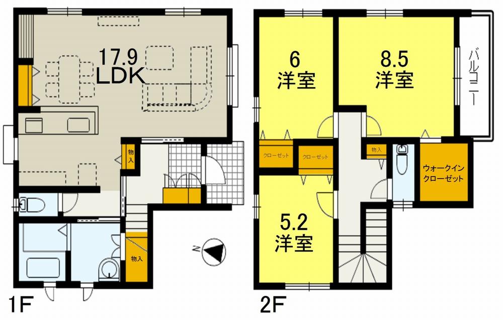 Floor plan. 25,400,000 yen, 3LDK, Land area 99.76 sq m , Building area 96.88 sq m