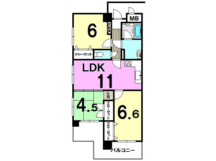 Floor plan. 3LDK, Price 13.8 million yen, Occupied area 62.67 sq m , Balcony area 10.7 sq m