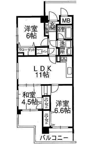 Floor plan. 3LDK, Price 13.8 million yen, Occupied area 62.67 sq m , Balcony area 10.7 sq m