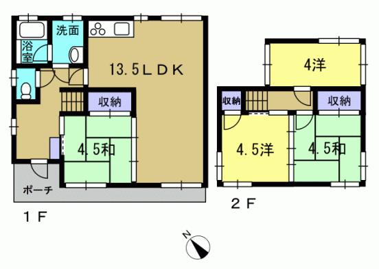Floor plan. 9.8 million yen, 4LDK, Land area 146.57 sq m , Building area 87.62 sq m 4LDK