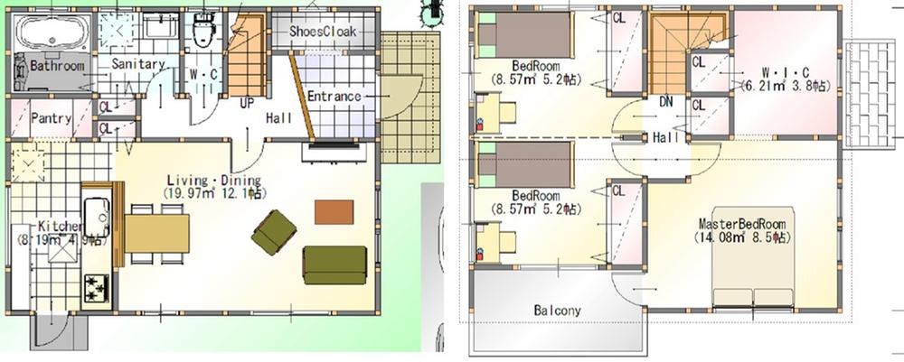 Floor plan. 31 million yen, 3LDK + S (storeroom), Land area 193.35 sq m , Building area 98.54 sq m floor plan is 3LDK.  Ensure plenty of daylight from the south.  Spacious stress reduction of washing also dried in the balcony Also available delicate storage facility such as pantry. 