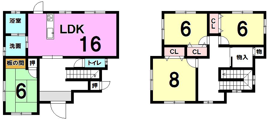 Floor plan. 16.6 million yen, 4LDK, Land area 154.78 sq m , Building area 113.44 sq m