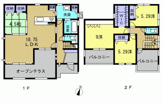 Floor plan. 29,800,000 yen, 4LDK, Land area 173.03 sq m , Building area 109.29 sq m 4LDK