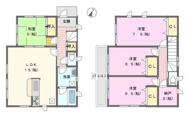 Floor plan. 21,800,000 yen, 4LDK, Land area 167.25 sq m , Building area 93.96 sq m