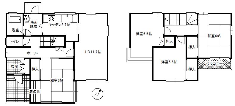 Floor plan. 10.8 million yen, 4LDK, Land area 186.65 sq m , Building area 108.92 sq m