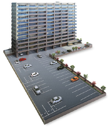 Shared facilities.  [On-site parking 135% parking use fee $ 0.00 (one day)] Ensure the car and out is the easy on-site plane parking 1 family more than one minute. Furthermore, One second is also happy set to households that parking use fee 0 yen. (Exterior view)