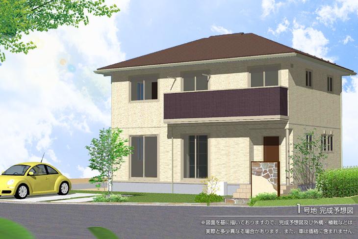 Rendering (appearance).  [No. 1 destination]  [Rendering]  ※ Rendering and the outer structure because it drew on the basis of the drawings ・ For planting, There is the actual and somewhat different. Also, The car is not included in the price.