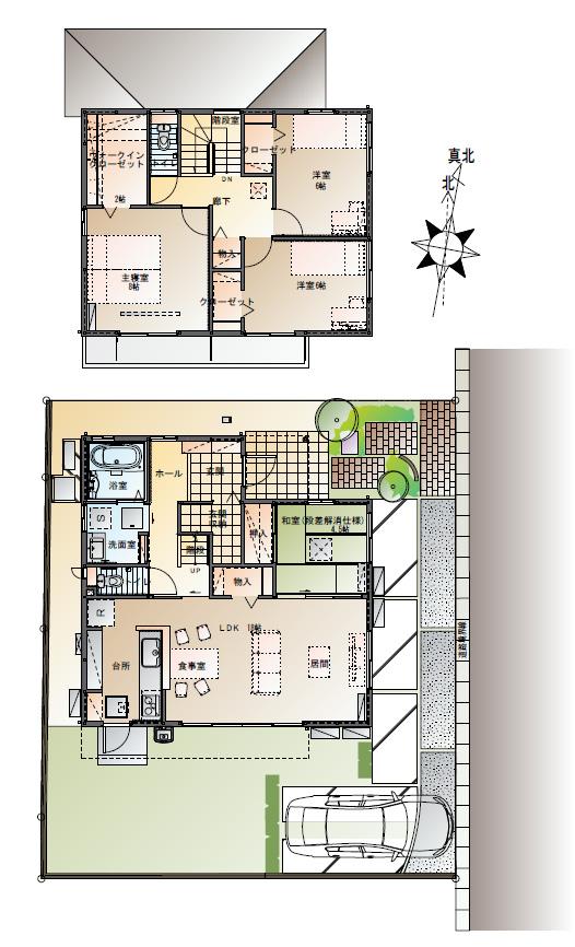 Floor plan.  [No. 23 place] So we have drawn on the basis of the Plan view] drawings, Plan and the outer structure ・ Planting, such as might actually differ slightly from.  Also, furniture ・ Car, etc. are not included in the price.