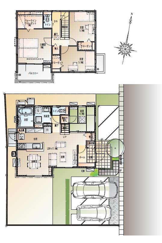 Floor plan.  [No. 24 place] So we have drawn on the basis of the Plan view] drawings, Plan and the outer structure ・ Planting, such as might actually differ slightly from.  Also, furniture ・ Car, etc. are not included in the price.