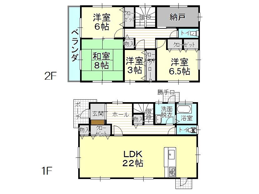 Floor plan. 22,700,000 yen, 4LDK + S (storeroom), Land area 936.58 sq m , Building area 127.84 sq m