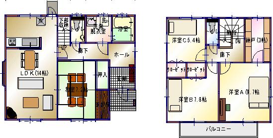 Building plan example (Perth ・ Introspection). Building plan example Price 16.5 million yen