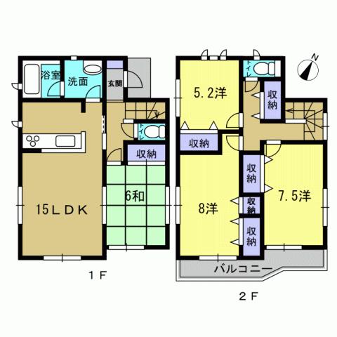 Floor plan. 24,800,000 yen, 4LDK, Land area 194.05 sq m , Building area 98.82 sq m 4LDK