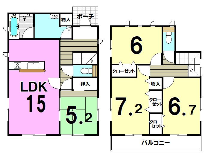 Floor plan. 18.5 million yen, 4LDK, Land area 165.07 sq m , Building area 96.38 sq m