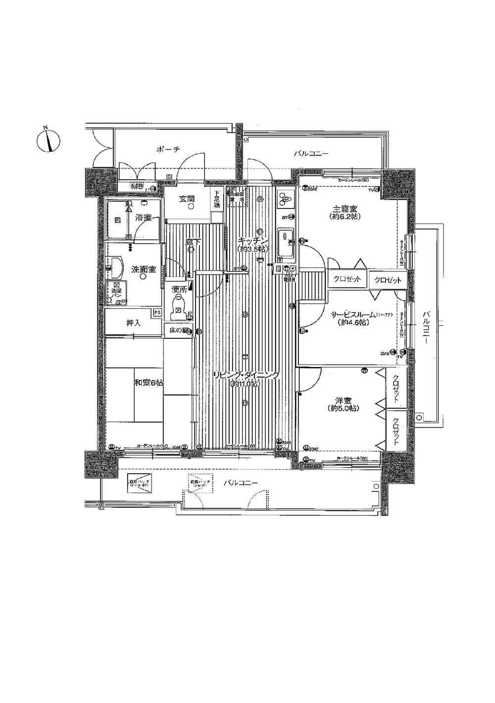 Floor plan. 4LDK, Price 18.4 million yen, Occupied area 77.05 sq m , Balcony area 25.44 sq m