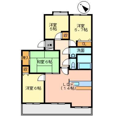 Floor plan. 4LDK, Price 18.3 million yen, Occupied area 73.72 sq m , Balcony area 10.25 sq m