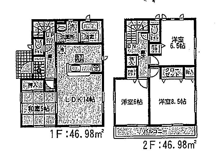 Floor plan. 19,800,000 yen, 4LDK, Land area 176.65 sq m , Building area 93.96 sq m