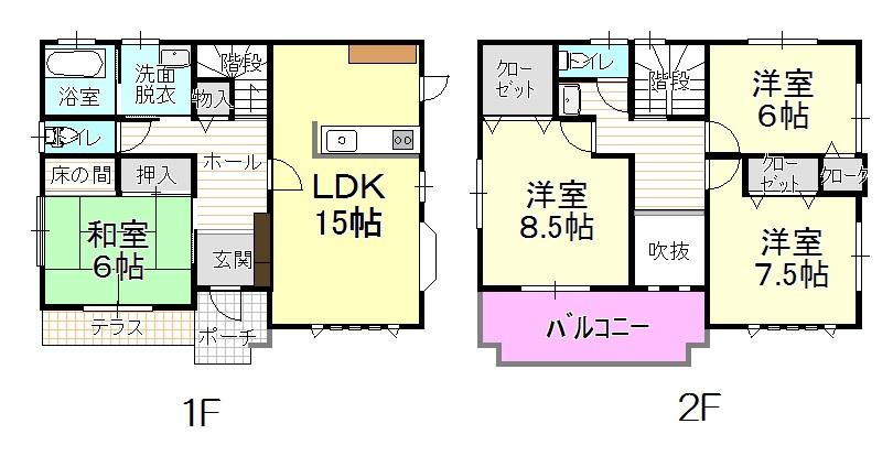 Floor plan. 16.5 million yen, 4LDK, Land area 248.88 sq m , Building area 136 sq m